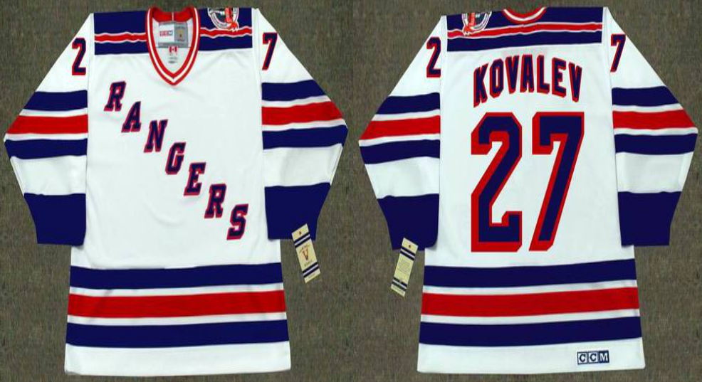 2019 Men New York Rangers 27 Kovalev white style #2 CCM NHL jerseys